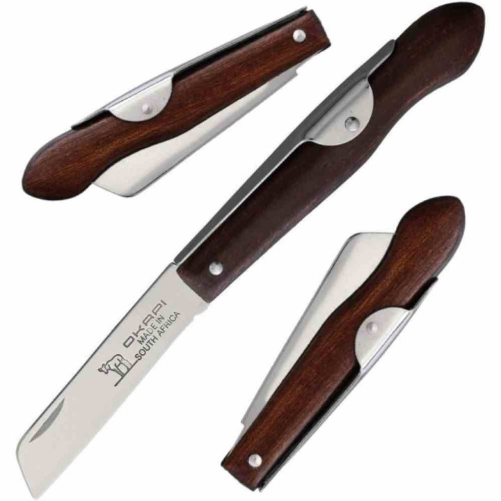 Couteau Okapi Biltong Lame Acier Carbone Manche Bois Slip Joint South Africa KO197940 - Livraison Gratuite