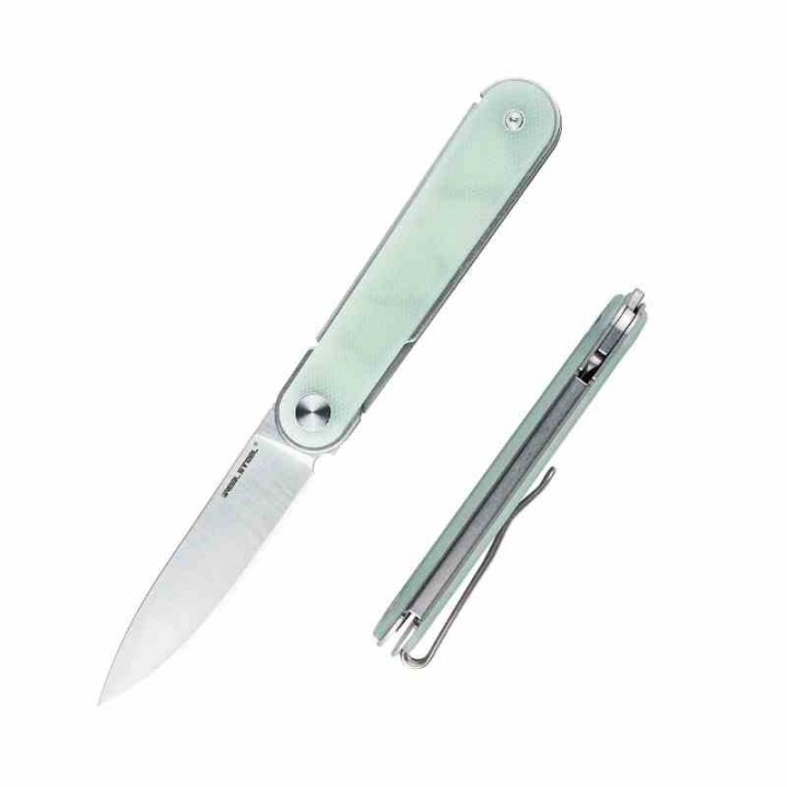 Couteau Real Steel Iris Jade Lame Acier 12C27 Manche G10 Linerlock RS8061BN - Livraison Gratuite