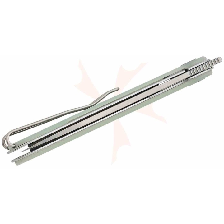 Couteau Real Steel Iris Jade Lame Acier 12C27 Manche G10 Linerlock RS8061BN - Livraison Gratuite