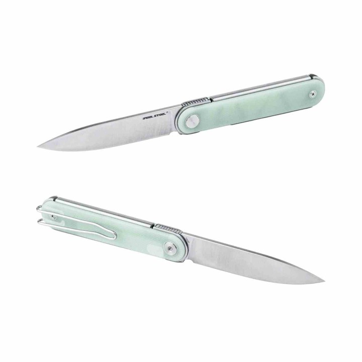 Couteau Real Steel Iris Jade Lame Acier 12C27 Manche G10 Linerlock RS8061BN - Livraison Gratuite