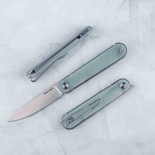 Couteau Real Steel Iris Jade Lame Acier 12C27 Manche G10 Linerlock RS8061BN - Livraison Gratuite