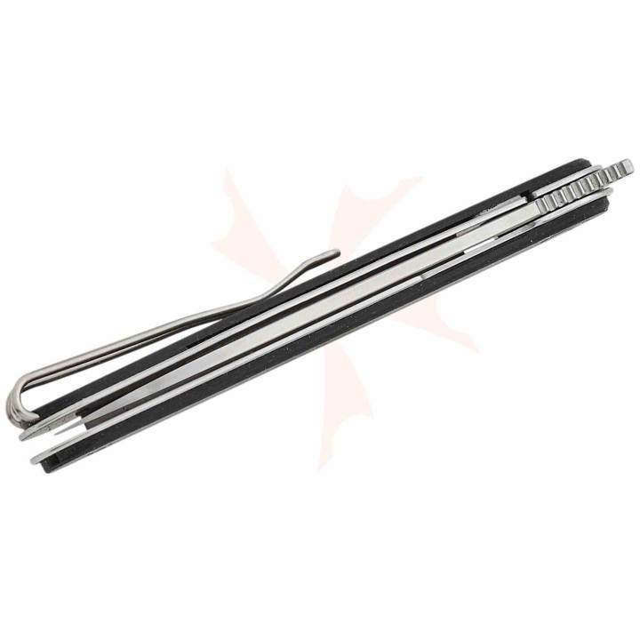 Couteau Real Steel Iris Black Lame Acier 12C27 Manche CF/G10 Linerlock RS8061BF - Livraison Gratuite
