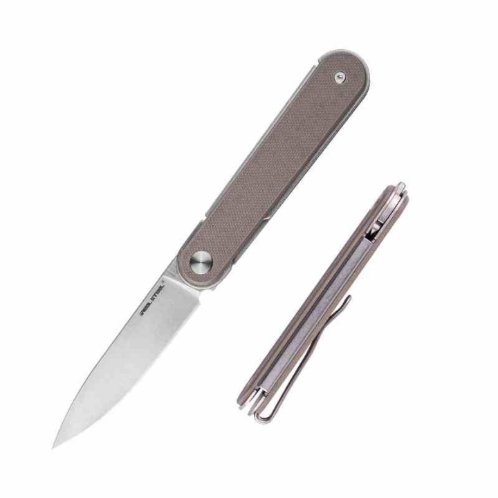 Couteau Real Steel Iris Coyote Lame Acier 12C27 Manche G10 Linerlock IKBS RS8061BC - Livraison Gratuite