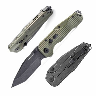 Couteau Real Steel Evolution Ironclad Lame Tanto Acier D2 Manche G10 OD Green Frame-lock RS7912BG - Livraison Gratuite