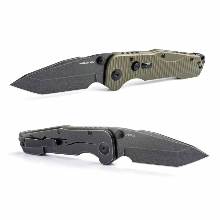 Couteau Real Steel Evolution Ironclad Lame Tanto Acier D2 Manche G10 OD Green Frame-lock RS7912BG - Livraison Gratuite