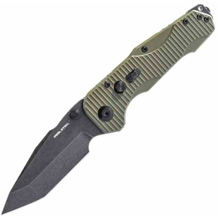 Couteau Real Steel Evolution Ironclad Lame Tanto Acier D2 Manche G10 OD Green Frame-lock RS7912BG - Livraison Gratuite
