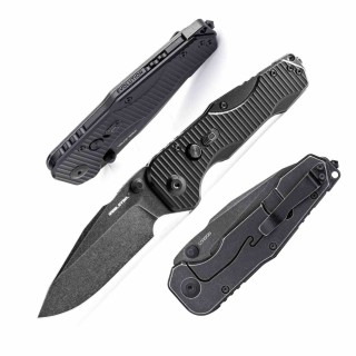 Couteau Real Steel Evolution Ironclad Lame Drop Point Acier D2 Black Manche G10 Black Frame-lock RS7911BB - Livraison Gratuite