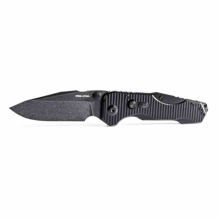 Couteau Real Steel Evolution Ironclad Lame Drop Point Acier D2 Black Manche G10 Black Frame-lock RS7911BB - Livraison Gratuite