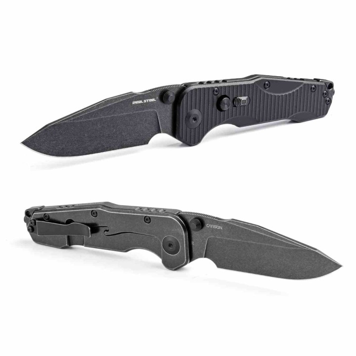 Couteau Real Steel Evolution Ironclad Lame Drop Point Acier D2 Black Manche G10 Black Frame-lock RS7911BB - Livraison Gratuite