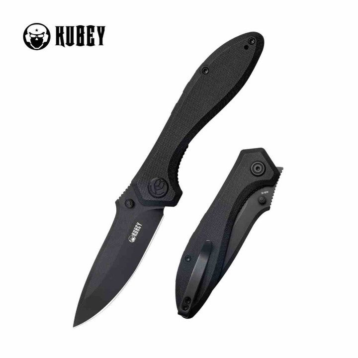 Couteau Kubey Ruckus Lame Acier AUS-10 Blk Manche Black G10 IKBS Linerlock Clip KUB314O - Livraison Gratuite