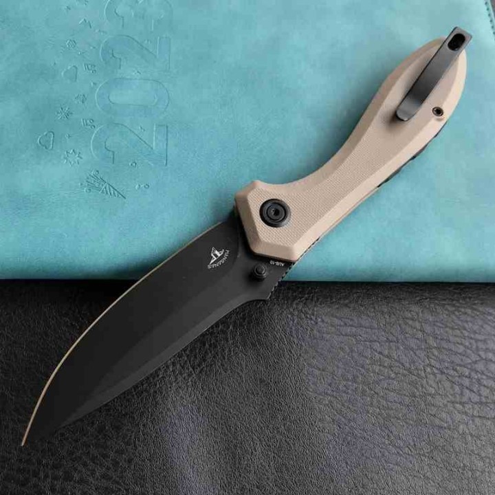 Couteau Kubey Ruckus Lame Acier AUS-10 Blk Manche Tan G10 IKBS Linerlock Clip KUB314K - Livraison Gratuite