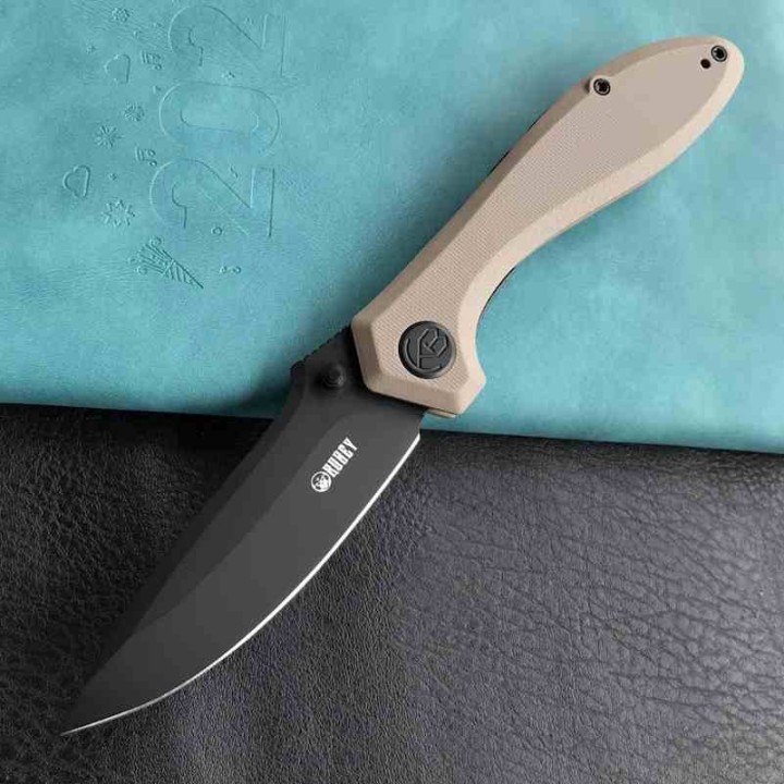 Couteau Kubey Ruckus Lame Acier AUS-10 Blk Manche Tan G10 IKBS Linerlock Clip KUB314K - Livraison Gratuite