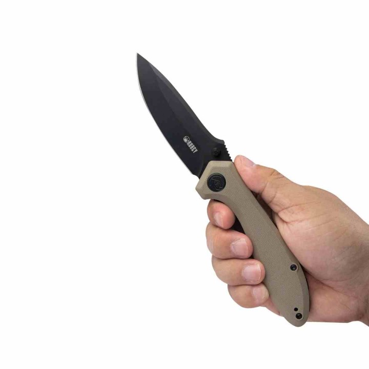 Couteau Kubey Ruckus Lame Acier AUS-10 Blk Manche Tan G10 IKBS Linerlock Clip KUB314K - Livraison Gratuite
