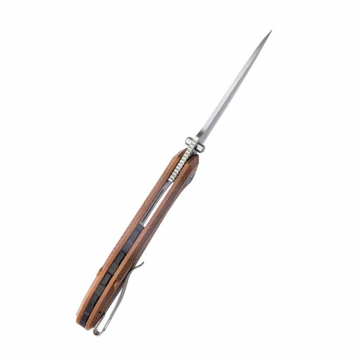 Couteau Kubey Ruckus Lame Acier AUS-10 SW Manche Tan Micarta IKBS Linerlock Clip KUB314M - Livraison Gratuite