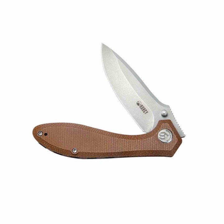 Couteau Kubey Ruckus Lame Acier AUS-10 SW Manche Tan Micarta IKBS Linerlock Clip KUB314M - Livraison Gratuite