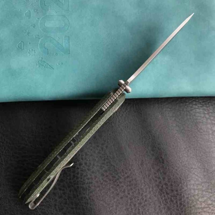 Couteau Kubey Ruckus Lame Acier AUS-10 SW Manche Green Micarta IKBS Linerlock Clip KUB314N - Livraison Gratuite