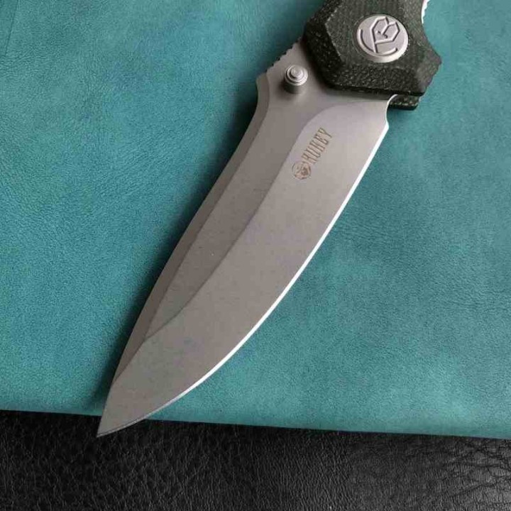 Couteau Kubey Ruckus Lame Acier AUS-10 SW Manche Green Micarta IKBS Linerlock Clip KUB314N - Livraison Gratuite