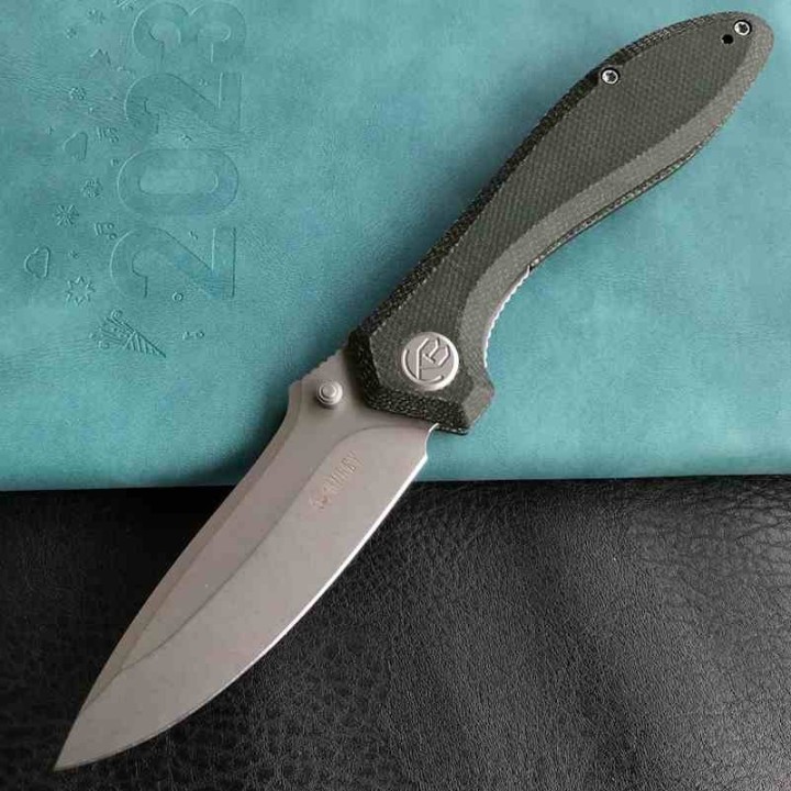 Couteau Kubey Ruckus Lame Acier AUS-10 SW Manche Green Micarta IKBS Linerlock Clip KUB314N - Livraison Gratuite