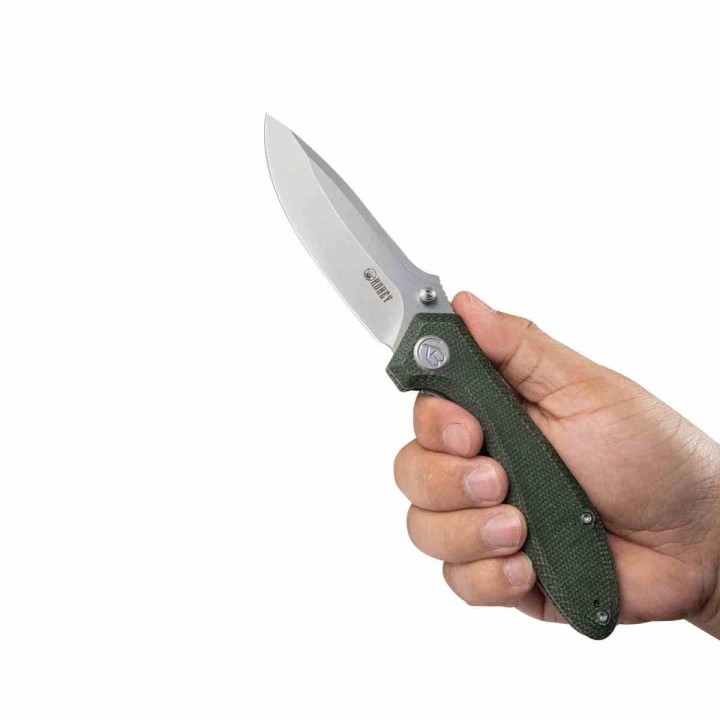 Couteau Kubey Ruckus Lame Acier AUS-10 SW Manche Green Micarta IKBS Linerlock Clip KUB314N - Livraison Gratuite