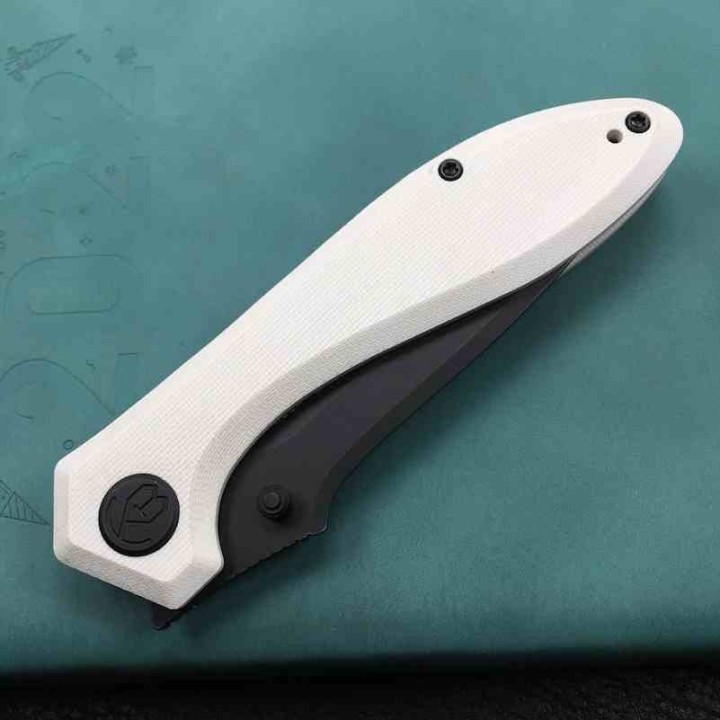 Couteau Kubey Ruckus Lame Acier AUS-10 BLK Manche Ivory G10 IKBS Linerlock Clip KUB314D - Livraison Gratuite