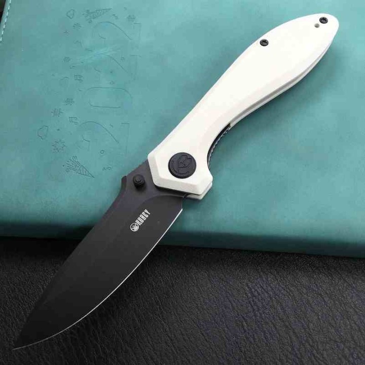 Couteau Kubey Ruckus Lame Acier AUS-10 BLK Manche Ivory G10 IKBS Linerlock Clip KUB314D - Livraison Gratuite
