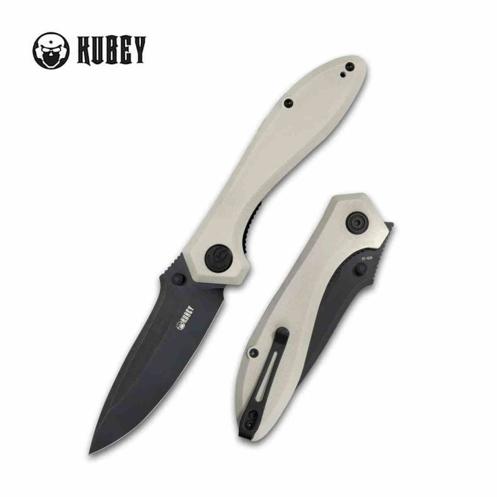 Couteau Kubey Ruckus Lame Acier AUS-10 BLK Manche Ivory G10 IKBS Linerlock Clip KUB314D - Livraison Gratuite