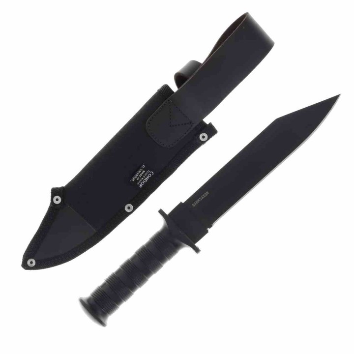 Couteau Tactical Condor Dark Saxon Lame Acier Carbone 1075 Manche Polypropylène Etui Salvador CTK133877HC - Livraison Gratuite