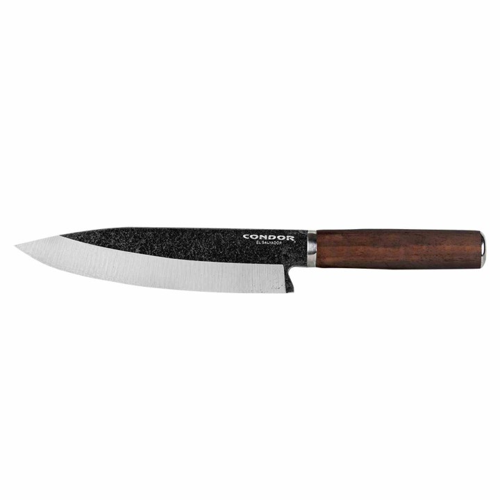 Couteau Condor Parrillero Gaucho Lame Acier 440C Manche Bois de Noyer Etui Cuir Salvador CTK700122C - Livraison Gratuite