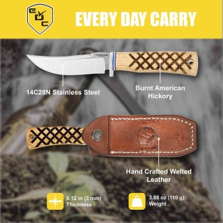 Couteau Condor Woodspirit Hiker Lame Acier 14C28N Manche Noyer Etui Cuir Salavador CTK82611SK - Livraison Gratuite