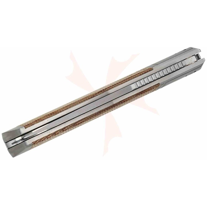 Couteau Kizer Trestle Lame Acier 14C28N Manche Titane/Brown Micarta Slip Joint KIV3761A1 - Livraison Gratuite