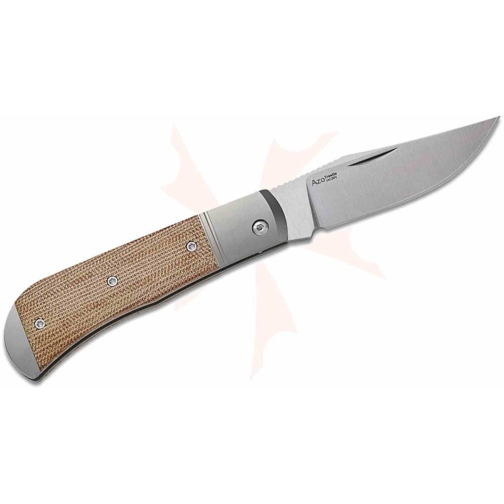 Couteau Kizer Trestle Lame Acier 14C28N Manche Titane/Brown Micarta Slip Joint KIV3761A1 - Livraison Gratuite
