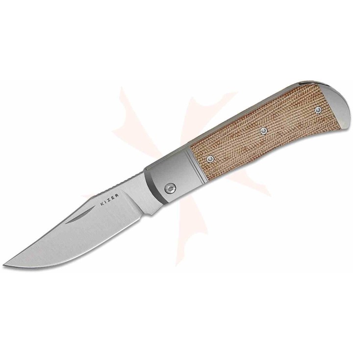 Couteau Kizer Trestle Lame Acier 14C28N Manche Titane/Brown Micarta Slip Joint KIV3761A1 - Livraison Gratuite