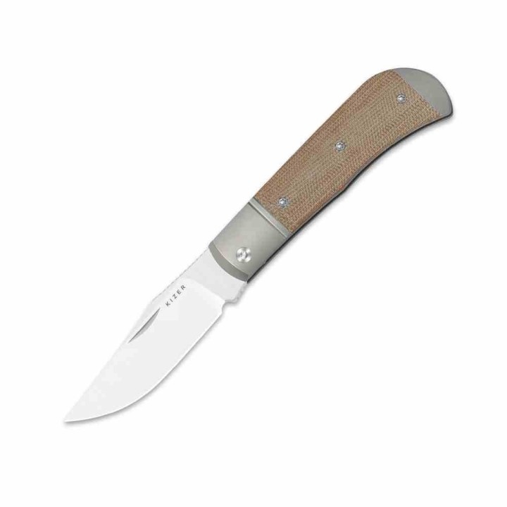 Couteau Kizer Trestle Lame Acier 14C28N Manche Titane/Brown Micarta Slip Joint KIV3761A1 - Livraison Gratuite