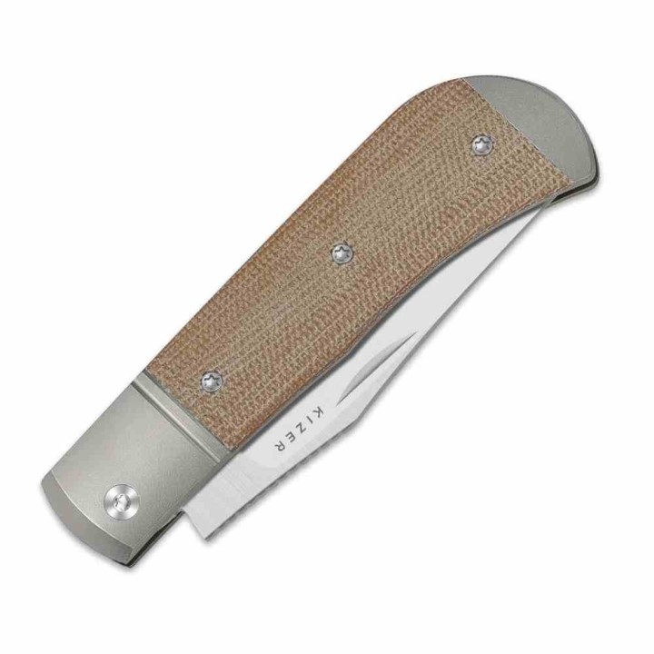 Couteau Kizer Trestle Lame Acier 14C28N Manche Titane/Brown Micarta Slip Joint KIV3761A1 - Livraison Gratuite