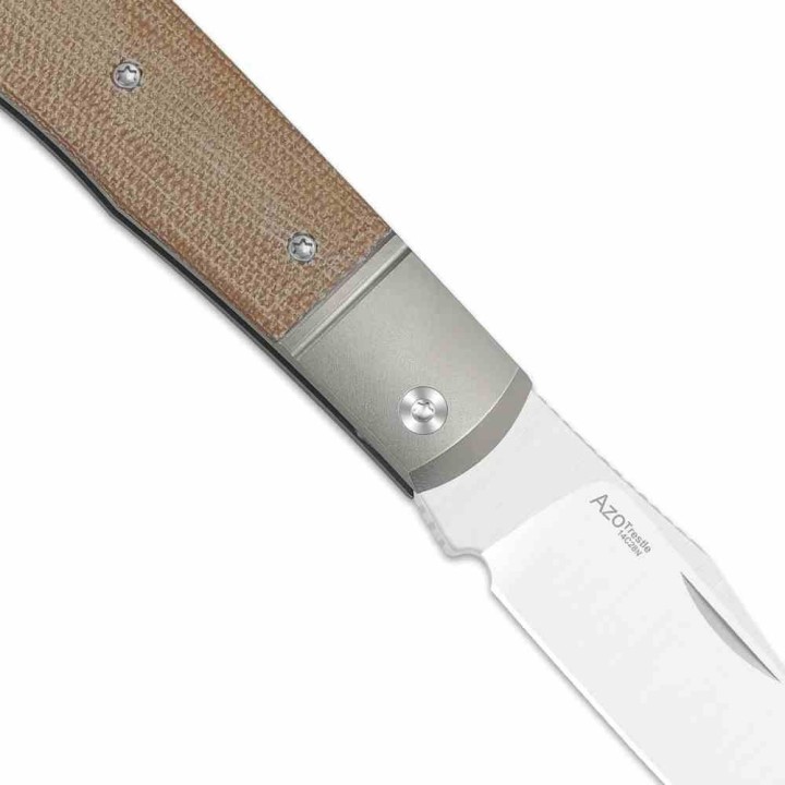 Couteau Kizer Trestle Lame Acier 14C28N Manche Titane/Brown Micarta Slip Joint KIV3761A1 - Livraison Gratuite
