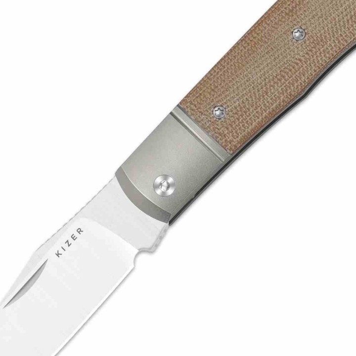 Couteau Kizer Trestle Lame Acier 14C28N Manche Titane/Brown Micarta Slip Joint KIV3761A1 - Livraison Gratuite