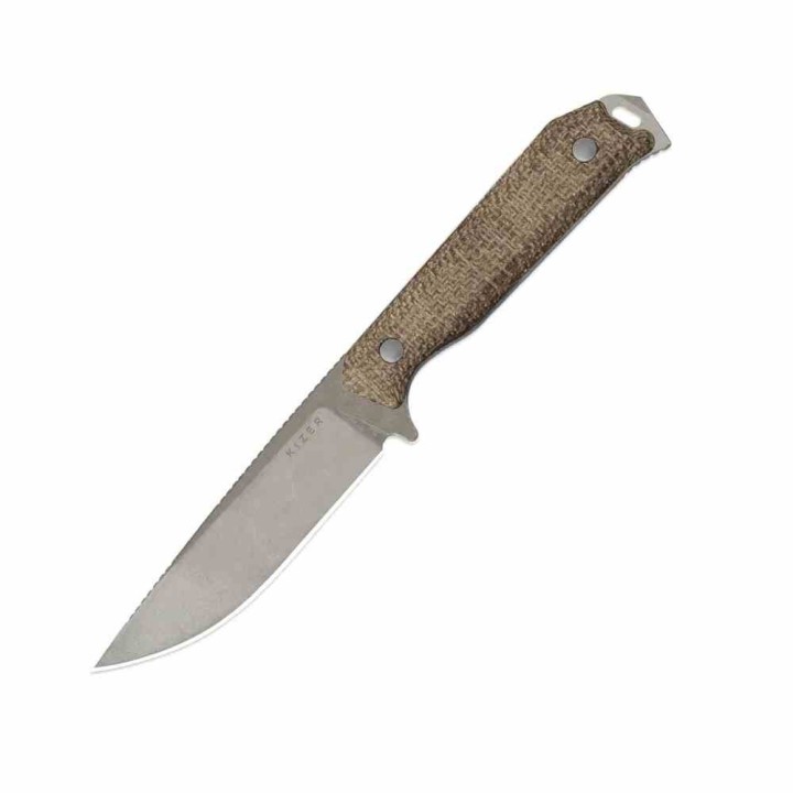 Couteau Kizer Begleiter Lame Drop Point Acier 3V Manche Burlap Micarta Etui Kydex KI1045MD1 - Livraison Gratuite