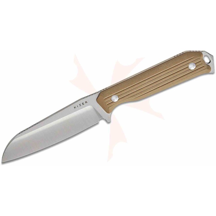 Couteau Kizer Begleiter Lame Acier AEB-L Sheepsfoot Manche Tan G10 Etui Kydex KI1045MS2 - Livraison Gratuite