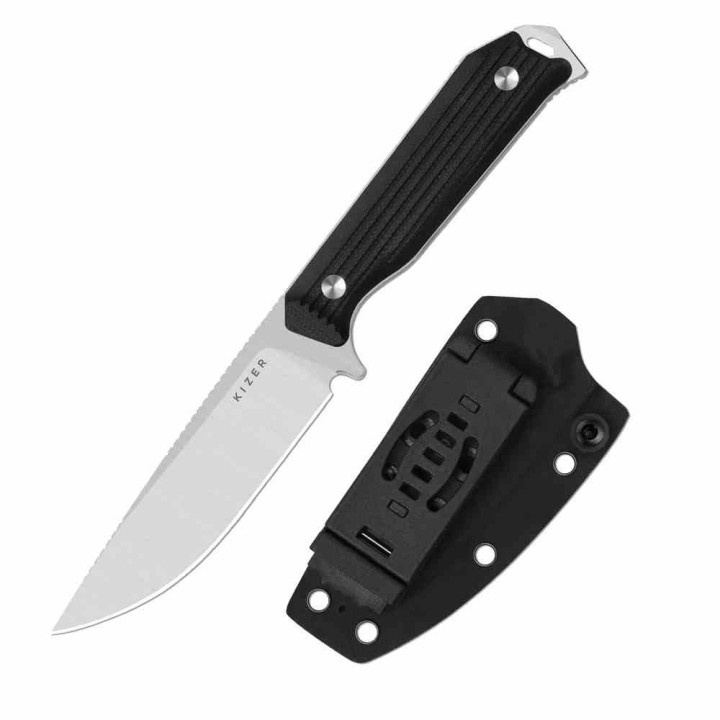 Couteau Kizer Begleiter Fix Lame Acier AEB-L Drop Point Manche Black G10 Etui Kydex KI1045MD2 - Livraison Gratuite