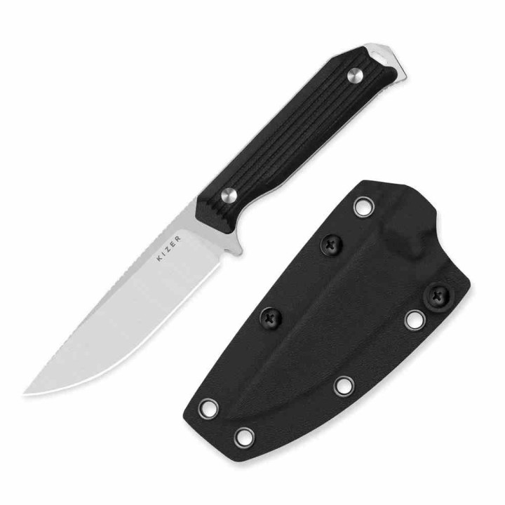 Couteau Kizer Begleiter Fix Lame Acier AEB-L Drop Point Manche Black G10 Etui Kydex KI1045MD2 - Livraison Gratuite