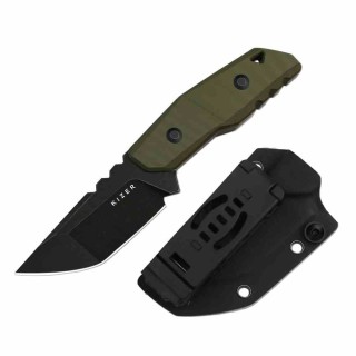 ﻿Couteau Kizer Quartz Lame Acier AEB-L Tanto Manche OD Green G10 Etui Kydex KI1086A1 - Livraison Gratuite  