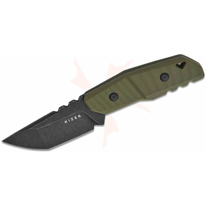 ﻿Couteau Kizer Quartz Lame Acier AEB-L Tanto Manche OD Green G10 Etui Kydex KI1086A1 - Livraison Gratuite  