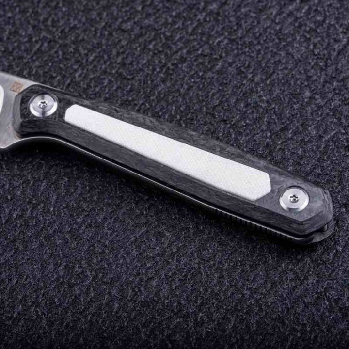 Couteau Real Steel Dex Apex Lame Acier M390 Manche Carbone & White G10 Étui Kydex RS3501FW - Livraison Gratuite 