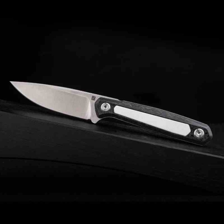 Couteau Real Steel Dex Apex Lame Acier M390 Manche Carbone & White G10 Étui Kydex RS3501FW - Livraison Gratuite 