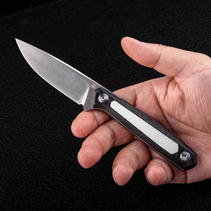 Couteau Real Steel Dex Apex Lame Acier M390 Manche Carbone & White G10 Étui Kydex RS3501FW - Livraison Gratuite 