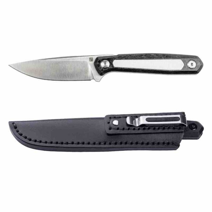 Couteau Real Steel Dex Apex Lame Acier M390 Manche Carbone & White G10 Étui Kydex RS3501FW - Livraison Gratuite 