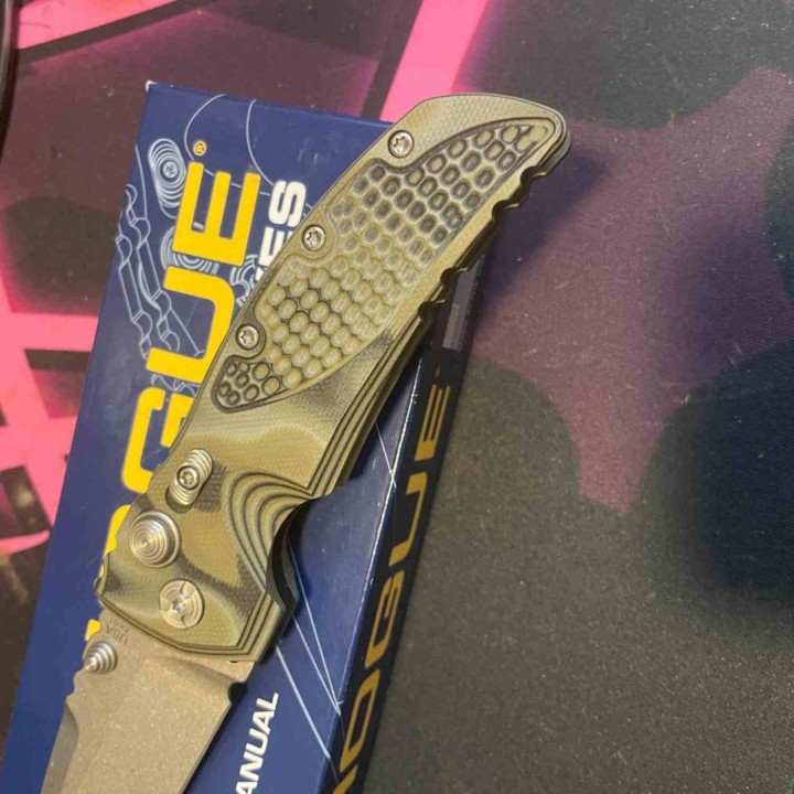 Couteau Hogue Knives EX-01 Lame Drop Point Acier 154CM Manche Green G10 G-mascus Button Lock USA HO34178 - Livraison Gratuite