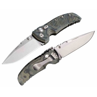 Couteau Hogue Knives EX-01 Lame Drop Point Acier 154CM Manche Green G10 G-mascus Button Lock USA HO34178 - Livraison Gratuite
