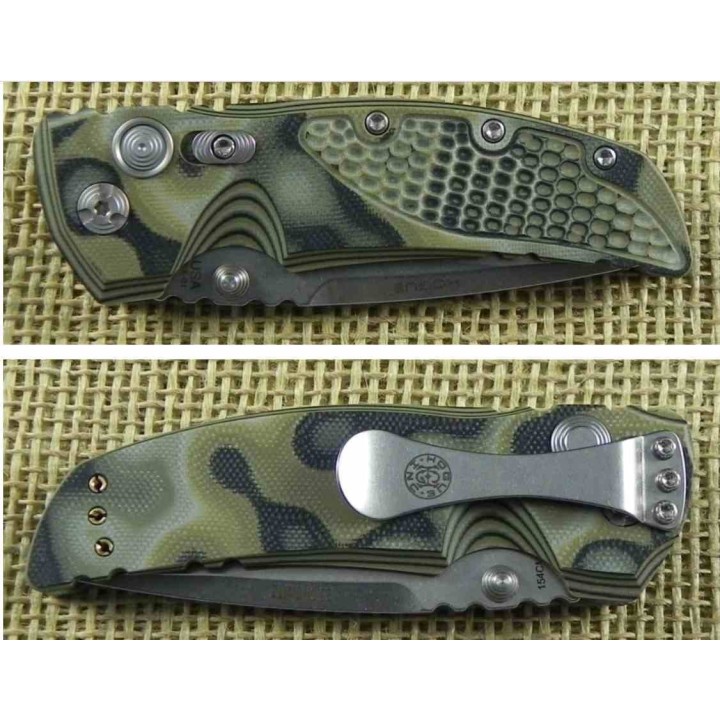 Couteau Hogue Knives EX-01 Lame Drop Point Acier 154CM Manche Green G10 G-mascus Button Lock USA HO34178 - Livraison Gratuite