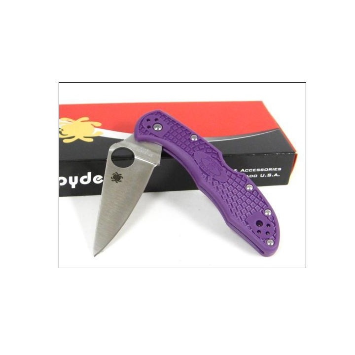 Couteau Spyderco Delica Flat Ground Purple FRN DELICA 4 Made In Japan SC11FPPR